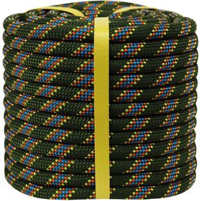 Double Braided Climbing Rope - 1/2 Inch x 200 Feet Arborist Rope - 48 Strands Braided Polyester Rope for Adults Kids for Tree Climbing and Rappelling, Tire Swing, Hammock (Red/Yellow)