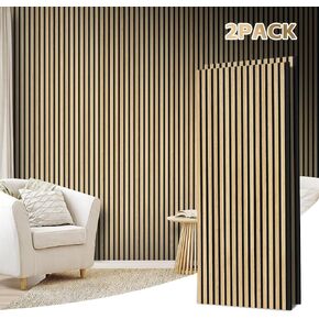 2 Pack Acoustic Wood Panels for Wall,Soundproof Wall Panels, Wood Slat Wall Panels for Interior Decoration and Noise Reduction 3D Textured Panel for Wall (Walnut,47.3 x 23.6 x 0.7inch)