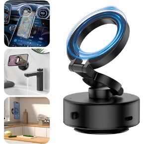KOQ Electric Vacuum Magnetic Phone Mount, 360 Rotatable Car Magnetic Phone Holder, Vacuum Suction Phone Holder for Car, Universal Magnetic Car Mount for Smooth Surface (Silver-Upgraded Version)