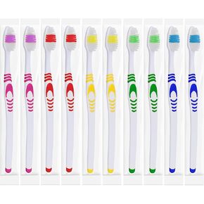 25 Bulk Toothbrushes | Individually Wrapped | Manual Disposable Travel Toothbrush Set for Adults or Kids | Made with a Medium-Soft Large Head | Multi-Color | Travel Toiletry Oral Set
