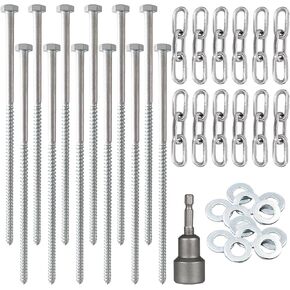 12 PCS 3/8 x 12 in Ground Anchors, Heavy Duty Tent Stakes Kit. | Non-rust screw-in anchors for tents, animals, trampolines, carports, canopies, sheds and swing sets in windy outdoor areas. in Kuwait