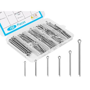 180pcs Premium 304 Stainless Steel Cotter Pin Assortment Kit, 6 Sizes Heavy Duty Cotter Pins, Hardware Pins for Automotive, Machinery, Lawn Mowers, and DIY Projects