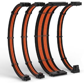 LTC 12VHPWR PSU Cable Extension Kit, 16AWG PCI-E 5.0 Power Supply PC Cable Extension, 1x24 Pin ATX / 2X 8Pin(4+4) EPS / 1x 12+4 Pin GPU, Soft Braided Sleeve Cable Combs, 300mm