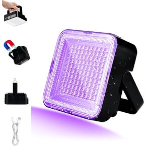 UV Black Light Rechargeable Battery, 10W 5000 mAh UV Black Light, 100 LED 395 nM Blacklight, Pet Urine Detector for Dog/Cat Urine Stains Detection, Bed Bug, Scorpions Finder, Bedroom, Camping, Outdoor