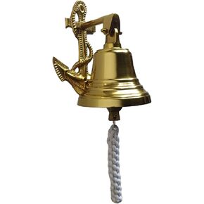 Anchor Ship Bells - Large Dinner Call Bell Indoor Outdoor Wall Mount Decorative Bell Loud House Bell for Door Pub Office Last Order School Call Bell (Gold)