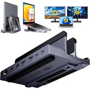 Laptop Docking Station Stand Dual 4K Monitor: QUUGE USB C Docking Station Dual Monitor for Laptop, 2 HDMI (Single 4K@120Hz), 2 USB3.0 Ports, 100W PD, RJ45 Ethernet, Universal Laptop Stand USB C Dock