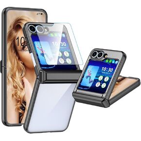 for Samsung Galaxy Z Flip 6 Case with 1 pcs Back Flim Protection, Z Flip 6 Case Clear Slim Thin Transparent with Shockproof Hinge Soft TPU for Galaxy Flip 6 Phone Case Cover 2024 5G(Silver)