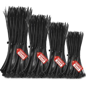 2000 PCS Zip Ties Assorted Sizes 4+6+8+10 Inch Heavy Duty 40 LBS Black Cable Ties, Self Locking Nylon, Indoor and Outdoor UV Resistant