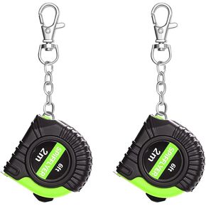 3 pc Small Tape Measure Mini Measuring Tape 6ft 2M, with Swivel Snap Hook, Green & Black