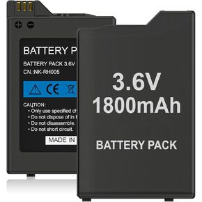 2Pcs Battery for PSP 2000/3000/Lite/Slim Console, Rechargeable Battery Real Capacity 1200mAh Lithium Ion for PSP Battery Pack Replacement