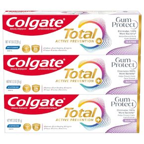 Colgate Total Active Prevention Gum Protect Whitening Toothpaste, Whitening Gum Toothpaste for Gum Inflammation, Redness, Bleeding Gums, Irritation, and Gum Sensitivity, SLS Free, 3.0 oz