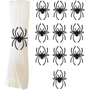 Spider Napkin Rings Set of 10,Halloween Napkin Holder Rings,Black Napkin Ring for Halloween,Valentine’s Day,Wedding,Birthday Party,Thanksgiving Day,Christmas Day,Dining Table (Black)