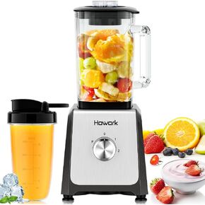 Howork Blender for Smoothies ، 750W Personal Blender ، 56 Oz Glass Jar ، 16 Oze Cups ، 2+P SPEED ، 3 وظائف للعصائر ، المشروبات المجمدة والآيس كريم ، الأسود in Saudi Arabia