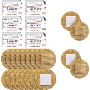 Funtery 200 Pcs Spot Adhesive Bandages 1.2 Inch Kids Flexible Round Fabric Non Latex Small Face Circular Adhesive Bandage for Skin Tone Wound Spots Small Incisions(Brown)