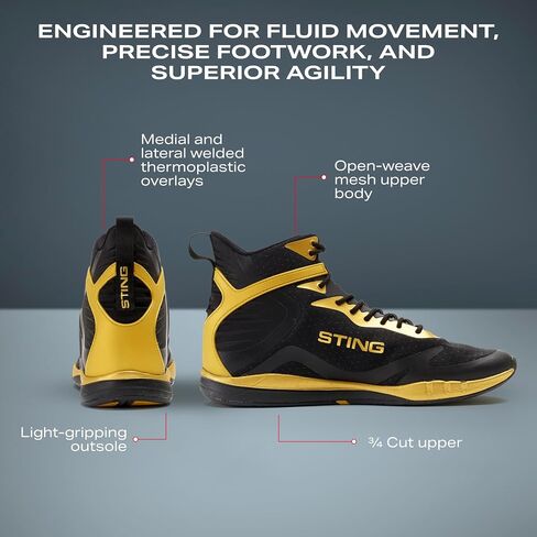 STING Viper Boxing Shoes 2.0, Lightweight and Durable Boxing Gear, Unisex Boxing Equipment for Better Movement, Breathability, and Support in Saudi Arabia