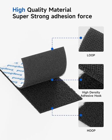 Sonpbond 1x4 inch Self Adhesive Hook and Loop Tape, 16 Sets Heavy Duty Sticky Back Fastener Strips for Home and Office, No Need for Holes or Screws (Black, 1 inch x 4 inch -16 Sets) in Saudi Arabia