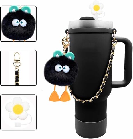 Cup Accessories Set for Stanley Cup 40oz & 30oz Tumbler, Including Water Bottle Handle Strap, Silicone Cup Boot, Silicone Straw Cover, Keychain Charms White in Saudi Arabia