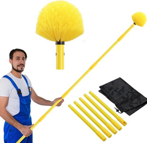 Dusters for Cleaning,Duster, Cobweb Duster with Extension Pole, Medium Stiff Bristles Cobweb Duster Head Ceiling Fan Duster Webster Cobweb Duster for Outdoor Indoor Cleaning (Pink, 10 FT) in Saudi Arabia