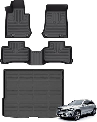 Floor Mats & Cargo Liner for 2023 2024 2025 GLC丨GLC 300丨GLC 350e丨GLC 43 AMG丨All Weather Automotive TPE Liners Set Anti-Slip Waterproof Floor Liners Accessories (Car Mats+Trunk Mat) Black in Saudi Arabia