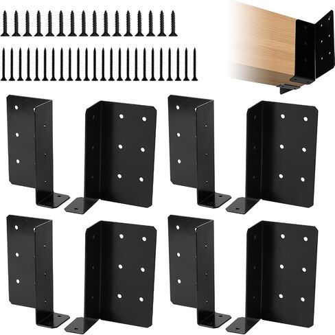 2 Pairs Split Joist Hanger, Wall Mount Joist Bracket with Screws for Wood 14 Gauge Carbon Steel Hurricane Ties for 4"x6",6"x6" Beam in Saudi Arabia