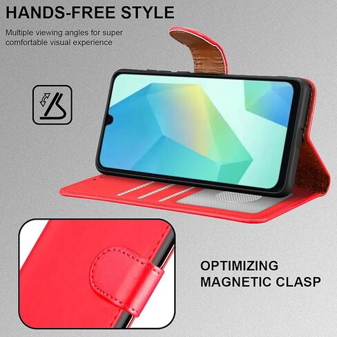 for Samsung Galaxy A16 Case with 2 HD Screen Protector Tempered Glass Leather Wallet Book Stand View Magnetic Protect RFID Blocking Shockproof Phone Cover for Samsung A16 (Black) in Saudi Arabia