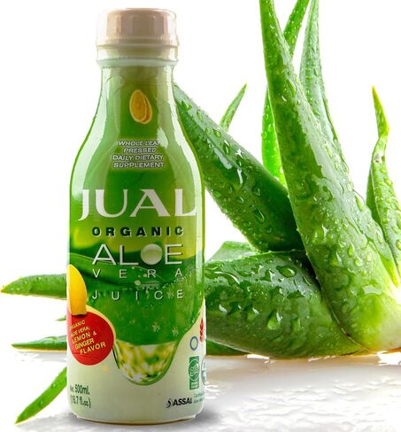 JUAL Healthy Organic Aloe Vera Juice drink, 16.7 Fl Oz - Grapefruit Flavor - Aloe Vera Drink - Vegan, Zero Sugar, Aloin free Pure Aloe Juice for Gut Health - Immune Booster, 500ml (Pack of 1) in Saudi Arabia