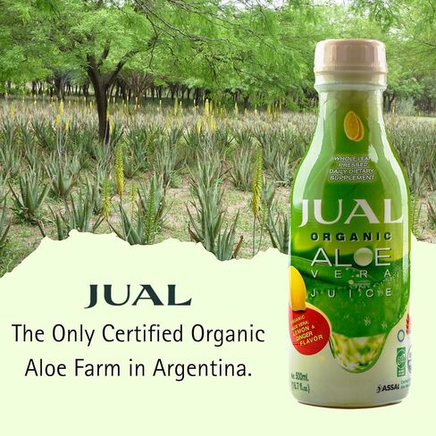 JUAL Healthy Organic Aloe Vera Juice drink, 16.7 Fl Oz - Grapefruit Flavor - Aloe Vera Drink - Vegan, Zero Sugar, Aloin free Pure Aloe Juice for Gut Health - Immune Booster, 500ml (Pack of 1) in Saudi Arabia