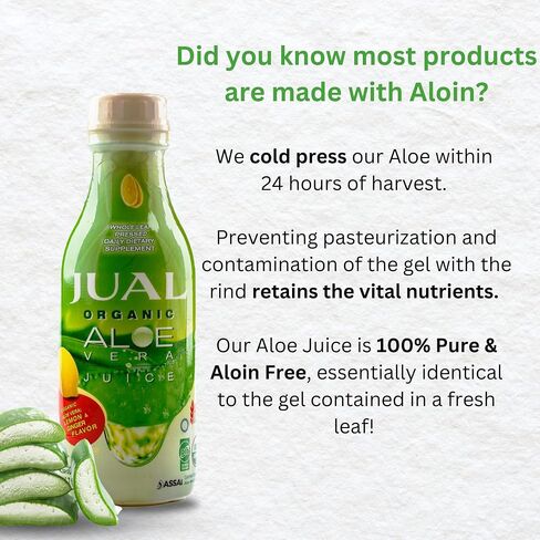 JUAL Healthy Organic Aloe Vera Juice drink, 16.7 Fl Oz - Grapefruit Flavor - Aloe Vera Drink - Vegan, Zero Sugar, Aloin free Pure Aloe Juice for Gut Health - Immune Booster, 500ml (Pack of 1) in Saudi Arabia