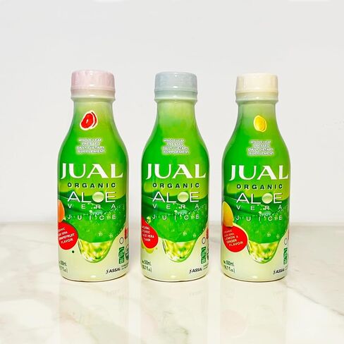 JUAL Healthy Organic Aloe Vera Juice drink, 16.7 Fl Oz - Grapefruit Flavor - Aloe Vera Drink - Vegan, Zero Sugar, Aloin free Pure Aloe Juice for Gut Health - Immune Booster, 500ml (Pack of 1) in Saudi Arabia