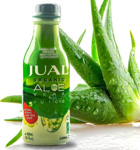 JUAL Healthy Organic Aloe Vera Juice drink, 16.7 Fl Oz - Grapefruit Flavor - Aloe Vera Drink - Vegan, Zero Sugar, Aloin free Pure Aloe Juice for Gut Health - Immune Booster, 500ml (Pack of 1) in Saudi Arabia