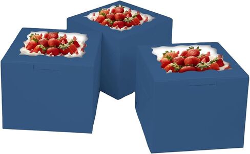 BakePacker 36pcs 8x8x5 بوصة صناديق كعكة مع نافذة 18 عبوات صناديق كعكة سود in Kuwait