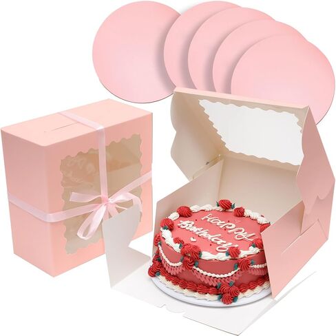 BakePacker 36pcs 8x8x5 بوصة صناديق كعكة مع نافذة 18 عبوات صناديق كعكة سود in Kuwait