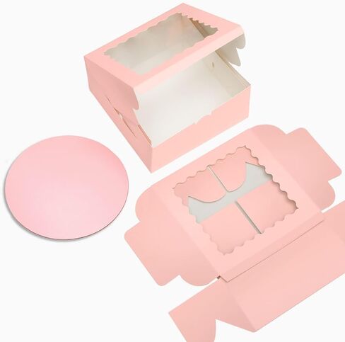 BakePacker 36pcs 8x8x5 بوصة صناديق كعكة مع نافذة 18 عبوات صناديق كعكة سود in Kuwait