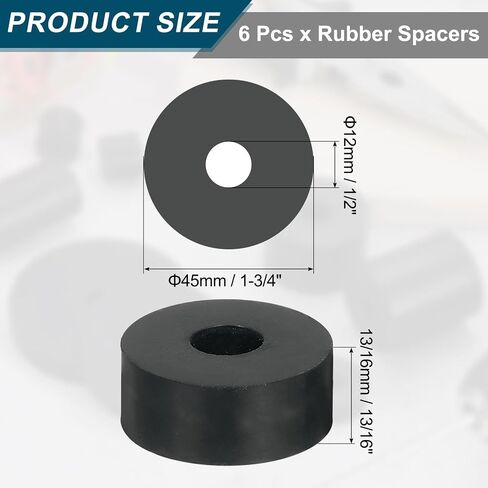 uxcell 6Pcs Thick Rubber Spacer, 2-3/8 Inch OD x 11/16 Inch ID x 3/16 Inch Thickness Round Rubber Bushings Anti Vibration Flat Spacer Washers for Home Industrial Machinery in Saudi Arabia