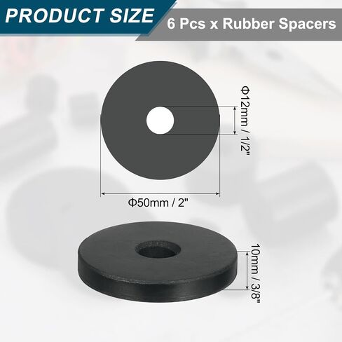 uxcell 6Pcs Thick Rubber Spacer, 2-3/8 Inch OD x 11/16 Inch ID x 3/16 Inch Thickness Round Rubber Bushings Anti Vibration Flat Spacer Washers for Home Industrial Machinery in Saudi Arabia
