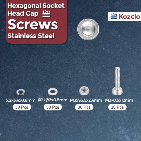 260pcs M3 Socket Head Cap Screws Bolts Nuts Assortment Kit - [M3x6/8/10/16/18/20/25mm] 304 Stainless Steel Allen Socket Drive for 3D Printer in Saudi Arabia