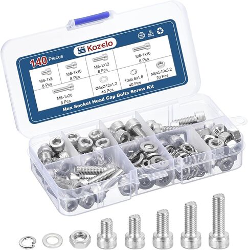 260pcs M3 Socket Head Cap Screws Bolts Nuts Assortment Kit - [M3x6/8/10/16/18/20/25mm] 304 Stainless Steel Allen Socket Drive for 3D Printer in Saudi Arabia