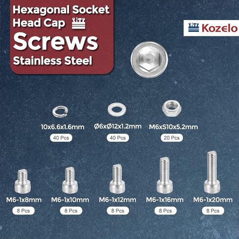 260pcs M3 Socket Head Cap Screws Bolts Nuts Assortment Kit - [M3x6/8/10/16/18/20/25mm] 304 Stainless Steel Allen Socket Drive for 3D Printer in Saudi Arabia
