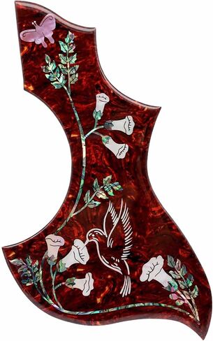 Acoustic Guitar Hummingbird Pickguard Inlaid Abalone and mother of pearl inlay Flower - 2mm Thickness substantial self-adhensive pickguard (Brown hummingbird) in Saudi Arabia