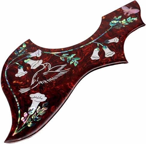 Acoustic Guitar Hummingbird Pickguard Inlaid Abalone and mother of pearl inlay Flower - 2mm Thickness substantial self-adhensive pickguard (Brown hummingbird) in Saudi Arabia