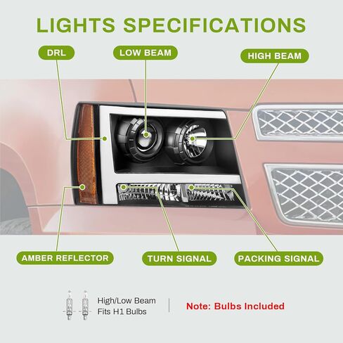 AUTOSAVER88 Headlight Assembly Compatible with 1997-2005 Chevy Venture Chrome Housing Amber Reflector with Corner Lights in Kuwait