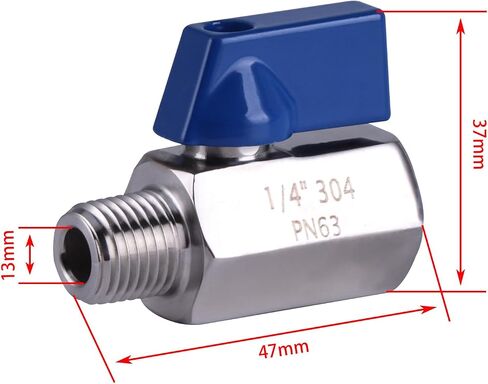 2 Pack 1/2 Inch Mini Ball Valve, 1/2 Inch NPT Thread Female x Male 304 Stainless Steel Shut-Off Valves with 1 PC Tape in Saudi Arabia