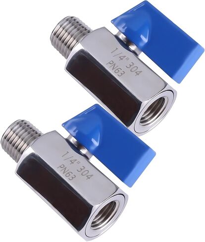 2 Pack 1/2 Inch Mini Ball Valve, 1/2 Inch NPT Thread Female x Male 304 Stainless Steel Shut-Off Valves with 1 PC Tape in Saudi Arabia