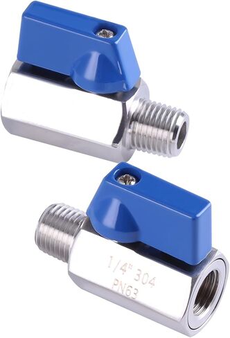 2 Pack 1/2 Inch Mini Ball Valve, 1/2 Inch NPT Thread Female x Male 304 Stainless Steel Shut-Off Valves with 1 PC Tape in Saudi Arabia