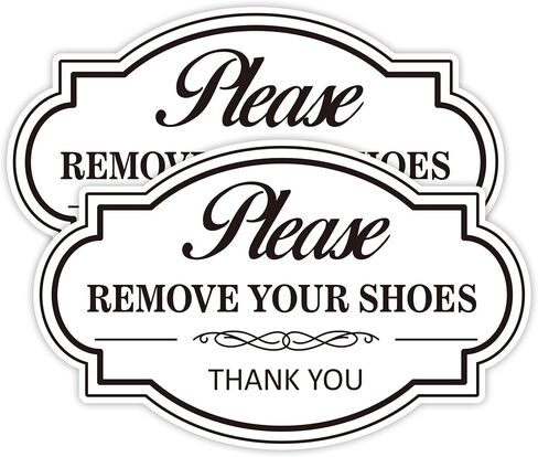 2PCS Remove Your Shoes Sign, Self-Adhesive Durable No Shoes Sticker Decals, Please Take Your Shoes Off Sign, Leave Shoes for Front Door, Home, Offices（5.5" x 3.4"） in Saudi Arabia