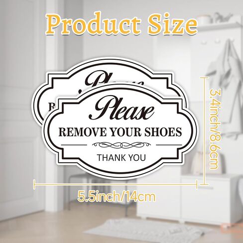 2PCS Remove Your Shoes Sign, Self-Adhesive Durable No Shoes Sticker Decals, Please Take Your Shoes Off Sign, Leave Shoes for Front Door, Home, Offices（5.5" x 3.4"） in Saudi Arabia