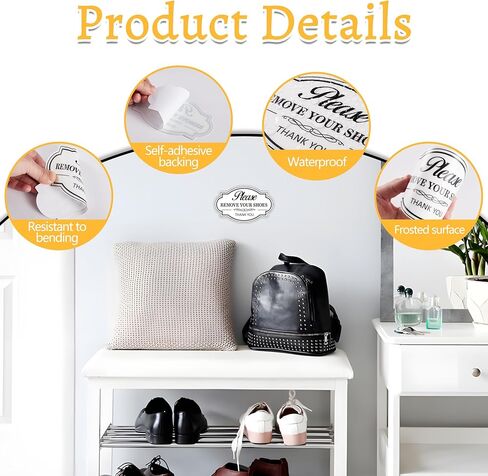 2PCS Remove Your Shoes Sign, Self-Adhesive Durable No Shoes Sticker Decals, Please Take Your Shoes Off Sign, Leave Shoes for Front Door, Home, Offices（5.5" x 3.4"） in Saudi Arabia