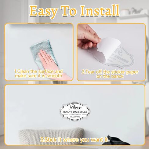 2PCS Remove Your Shoes Sign, Self-Adhesive Durable No Shoes Sticker Decals, Please Take Your Shoes Off Sign, Leave Shoes for Front Door, Home, Offices（5.5" x 3.4"） in Saudi Arabia