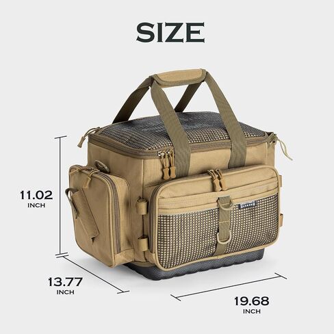 Large Fishing Tackle Bag with Rod Holder Waterproof Gear Storage | Waterproof Fishing Bag with Padded Shoulder Strap Fishing Gear and Equipment Storage for Saltwater Freshwater in Saudi Arabia
