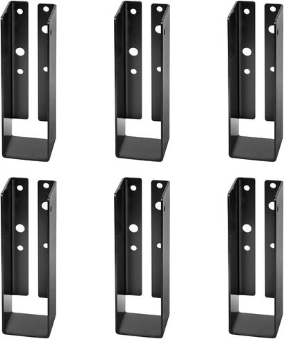 4 PCS Concealed-Flange Black Joist Hanger for 4 x 10 Post ,14 Gauge Steel Hidden Mount Joist Hanger, Powder Coated in Saudi Arabia